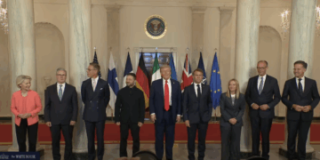 President Donald Trump Participates in a Family Photo with European Leaders and President Zelenskyy