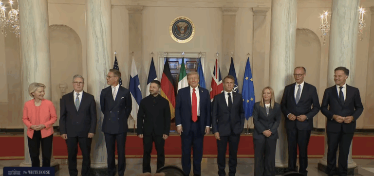 President Donald Trump Participates in a Family Photo with European Leaders and President Zelenskyy
