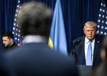 President Donald Trump participates in a joint press conference alongside Ukranian President Volodymyr Zelensky at Mar-a-Lago in Palm Beach, Florida, December 28, 2025. (Official White House Photo by Daniel Torok)