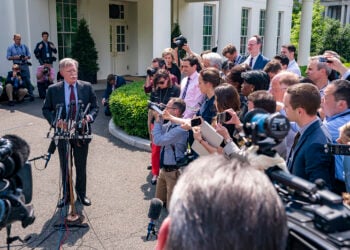 Archive photo: Then-White House National Security Adviser Ambassador John Bolton speaks to reporters about events in Venezuela, Tuesday, April 30, 2019, outside the West Wing entrance of the White House. (Official White House Photo by Tia Dufour)