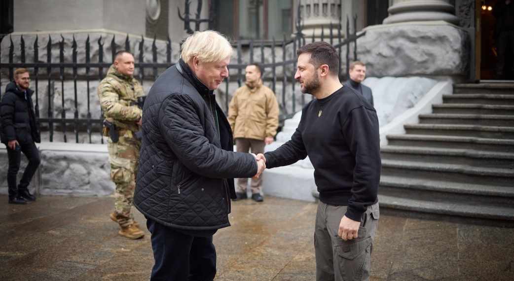 Ukrainian President Volodymyr Zelenskyy meets with former U.K. Prime Minister Boris Johnson in Kyiv on Jan. 22, 2023. (Photo: Office of the President of Ukraine)