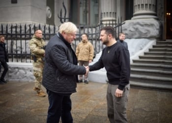 Ukrainian President Volodymyr Zelenskyy meets with former U.K. Prime Minister Boris Johnson in Kyiv on Jan. 22, 2023. (Photo: Office of the President of Ukraine)