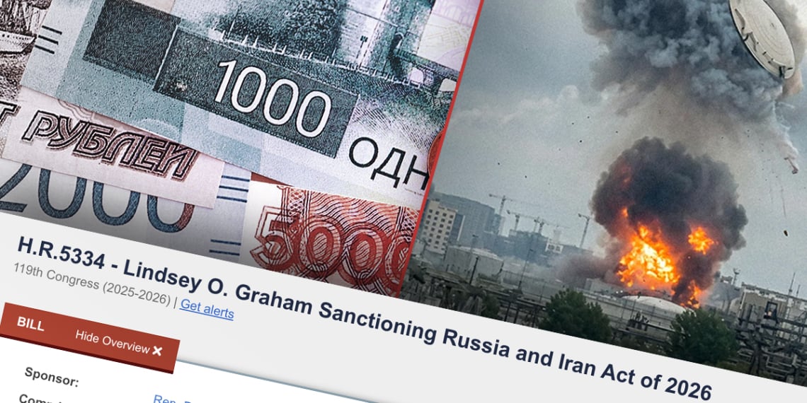 The Graham Sanctions Bill: What It Would Change — and What It Would Not 1 Graham sanctions bill targeting Russia’s oil revenue, with Russian rubles and an oil refinery fire