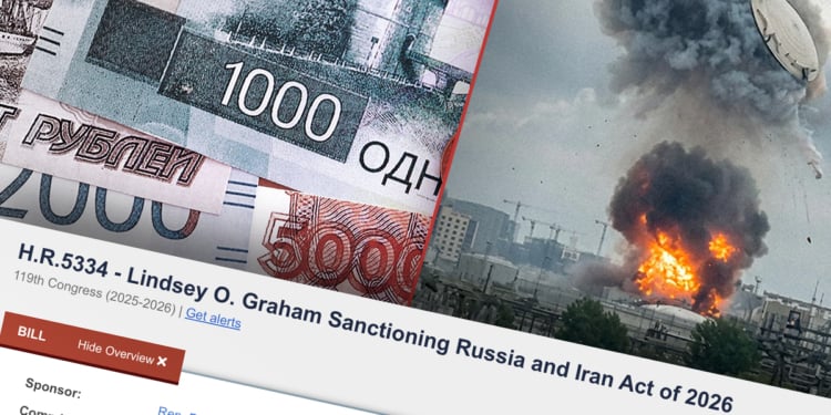 Graham sanctions bill targeting Russia’s oil revenue, with Russian rubles and an oil refinery fire