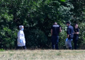 Police forensic investigators collect evidence in a field near the Leipzig/Halle Airport. DPA / Picture Alliance